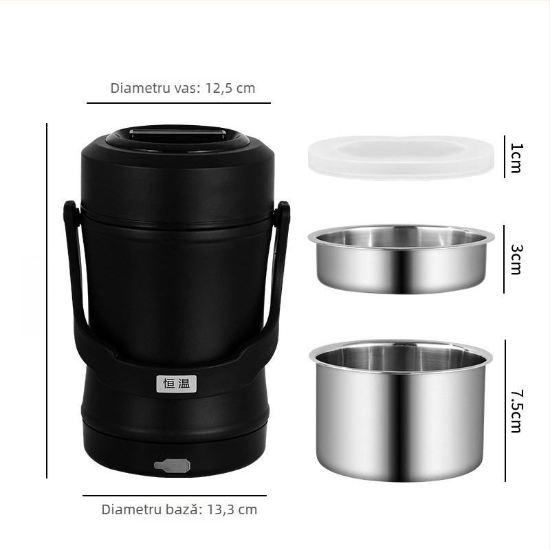 Cutie de prânz din oțel inoxidabil 304, menținere temperatură, încălzire USB, 2,0 L, pentru studenți și adulți, pentru utilizare în mașină