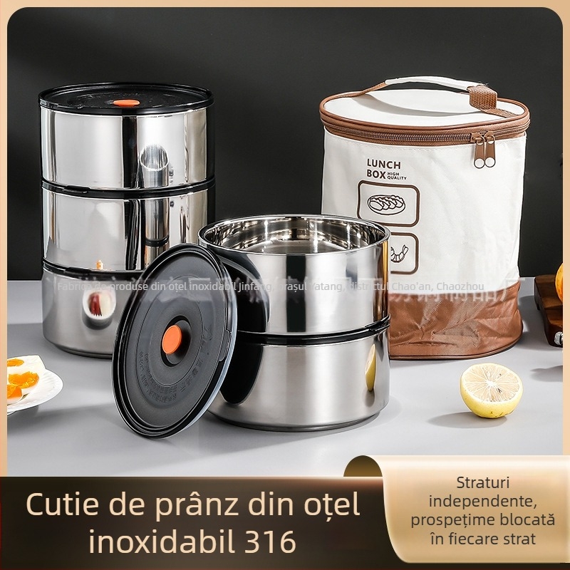 Cutie de prânz din oțel inoxidabil 316L, izolație multistrat, cutie tip Bento, 3 sau 4 straturi, alimentară, etanșă