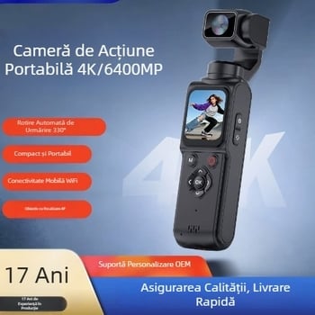 Cameră sport de mână 4K cu gimbal de buzunar pentru exterior, călătorii și vlog