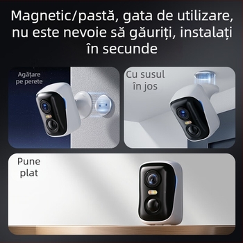BC4 Cameră de uz casnic cu AI Detectare, instalare fără cablu și fără găuri, utilizare în interior și exterior, monitorizare 4G la distanță