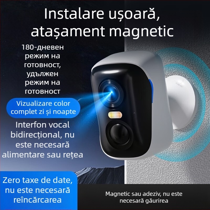 BC4 Cameră de uz casnic cu AI Detectare, instalare fără cablu și fără găuri, utilizare în interior și exterior, monitorizare 4G la distanță