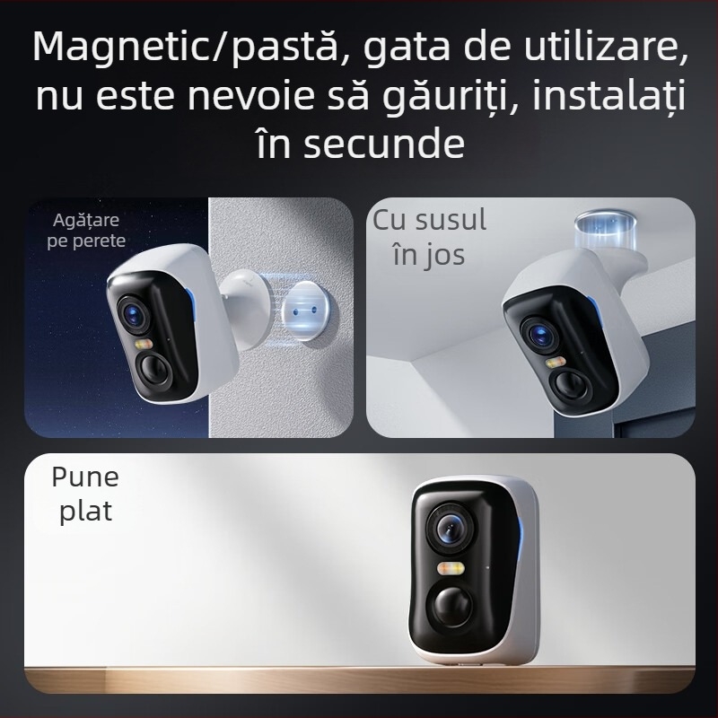 BC4 Cameră de uz casnic cu AI Detectare, instalare fără cablu și fără găuri, utilizare în interior și exterior, monitorizare 4G la distanță