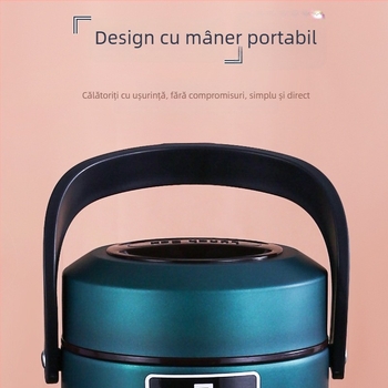 Cutie de prânz din oțel inoxidabil 304, izolație în vid, portabilă, anti-scurgere, pentru studenți, capacitate 1.5L/2.0L/2.6L