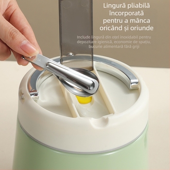 Cutie de prânz din oțel inoxidabil 304, izolație în vid, portabilă pentru birou și școală