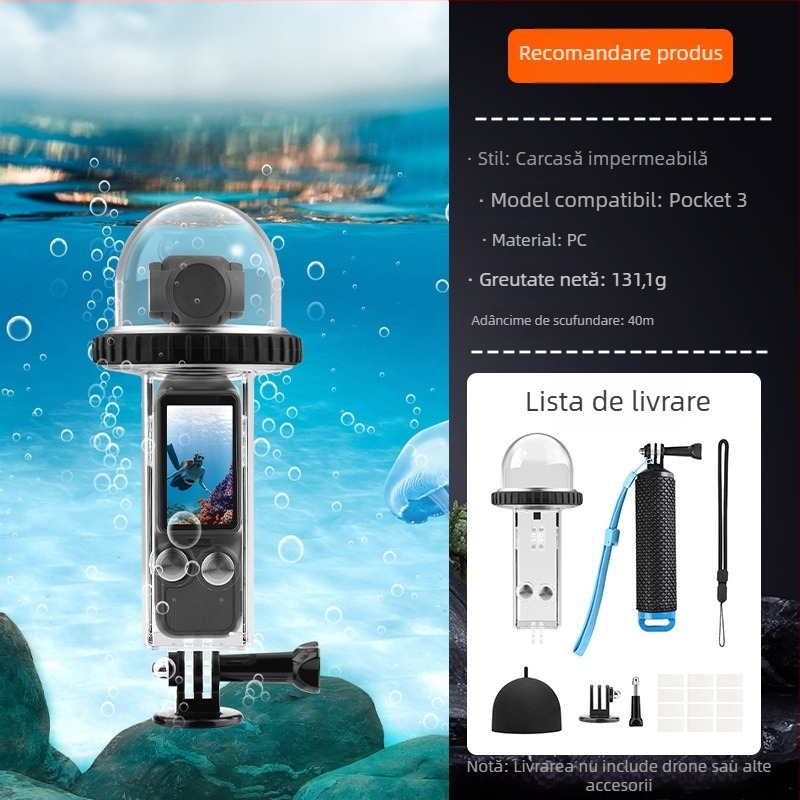 BRDRC husă de protecție pentru DJI Osmo Pocket 3 – carcasă impermeabilă de scufundare până la 40 m