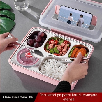 Cutie pentru prânz din oțel inoxidabil 304 cu compartimente și capac – izolație, anti-arsuri, pentru birou și elevi