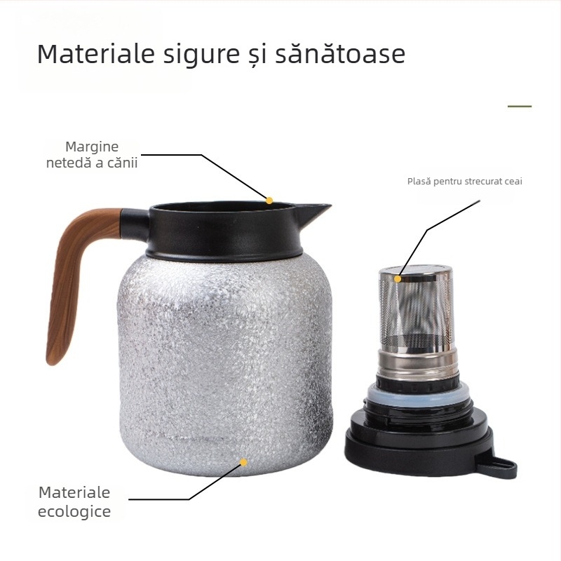Ceainic izolat cu acoperire de titan, mâner, capacitate mare, separare ceai-apă, infuzor