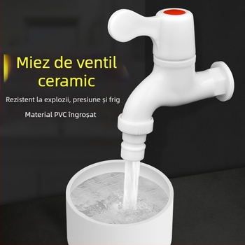 Robinet de apă din PVC pentru uz casnic, filetare 1/2–3/4 inch, etanș și rezistent la crăpături, durabil pentru mașina de spălat.