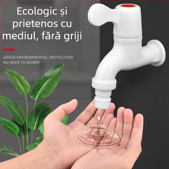 Robinet de apă din PVC pentru uz casnic, filetare 1/2–3/4 inch, etanș și rezistent la crăpături, durabil pentru mașina de spălat.