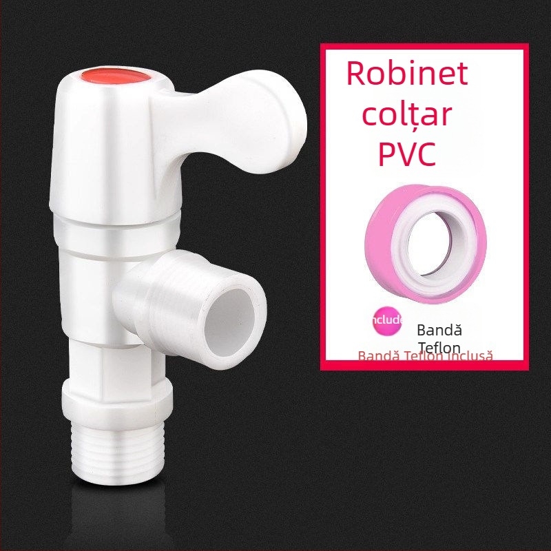 Robinet de apă din PVC pentru uz casnic, filetare 1/2–3/4 inch, etanș și rezistent la crăpături, durabil pentru mașina de spălat.