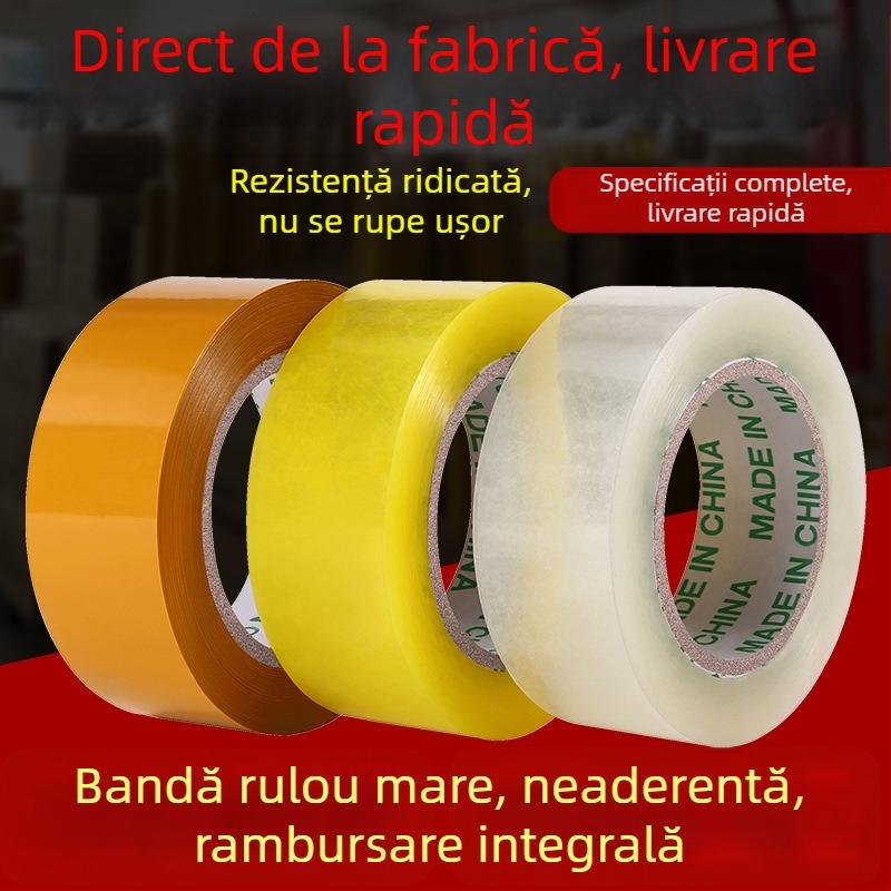 Bandă adezivă transparentă pentru sigilare, cu aderență mare, lată pentru ambalare