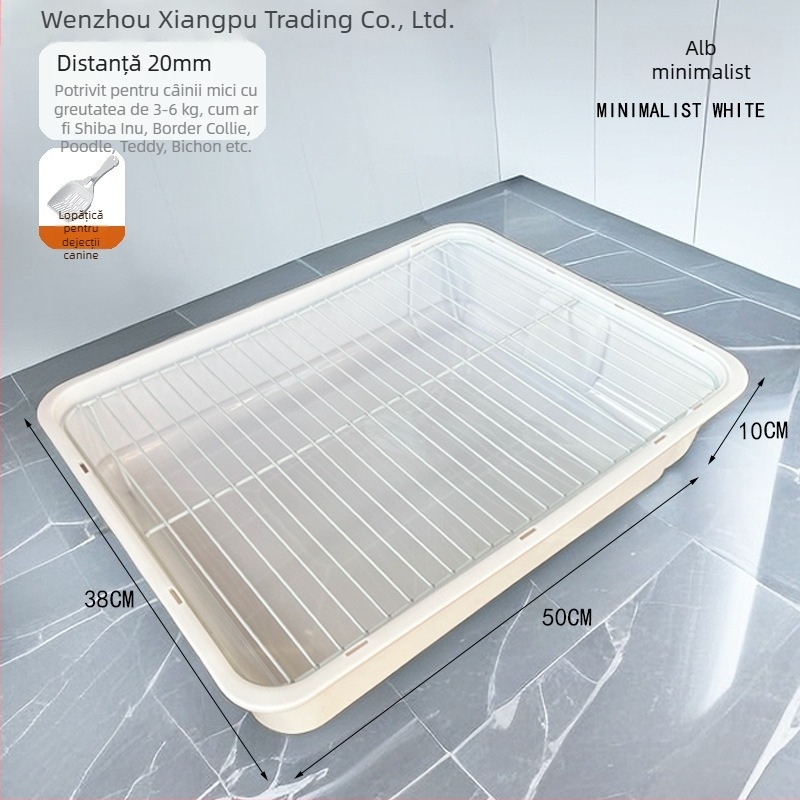 Toaletă pentru câini cu grilă metalică, tavă din ABS și cadru din oțel inox cu picioare