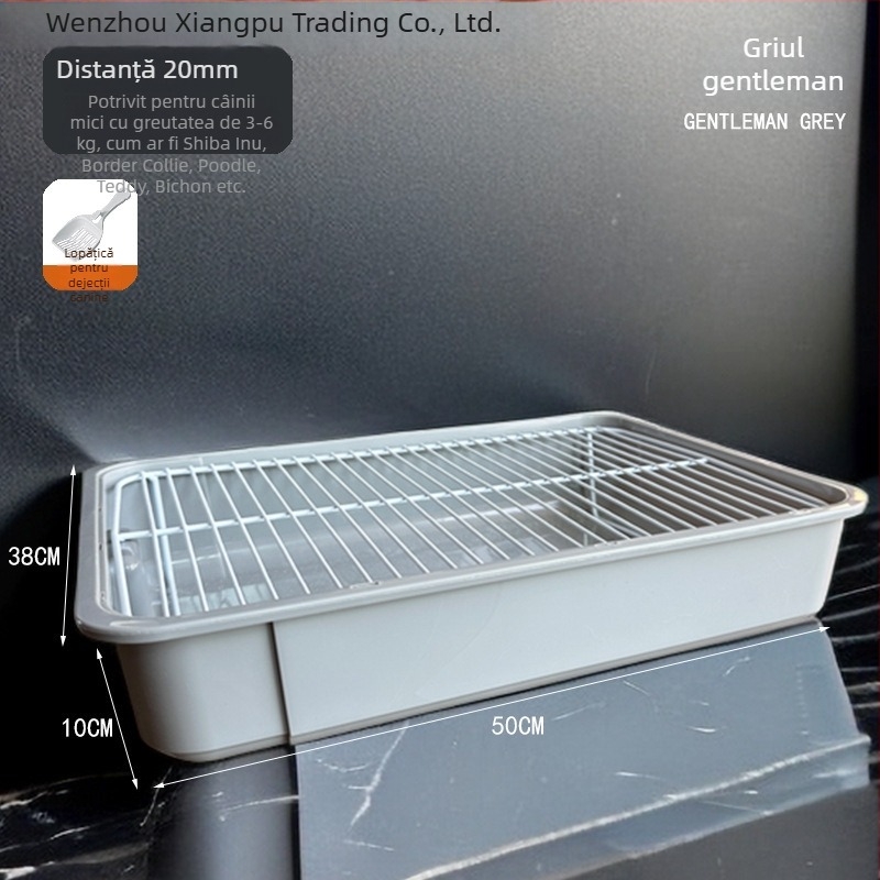 Toaletă pentru câini cu grilă metalică, tavă din ABS și cadru din oțel inox cu picioare