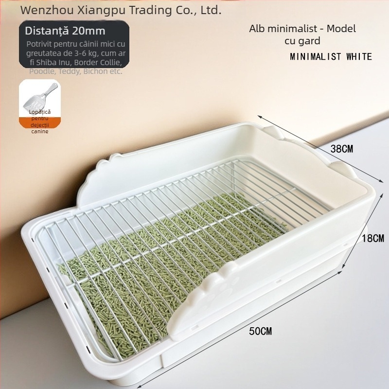 Toaletă pentru câini cu grilă metalică, tavă din ABS și cadru din oțel inox cu picioare
