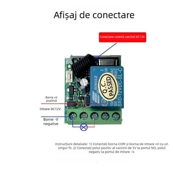 Comutator de control wireless DC12V pentru uși rulante electrice și uși de garaj