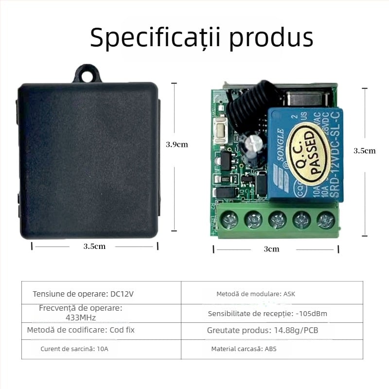 Comutator de control wireless DC12V pentru uși rulante electrice și uși de garaj