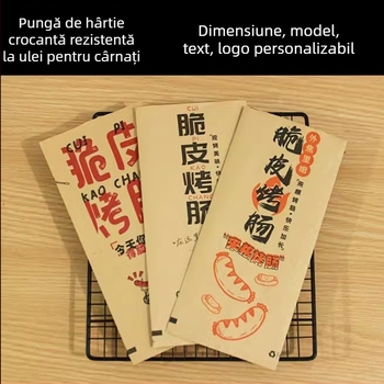 Cârnați aurii crocanți în pungă de hârtie: ambalaj din hârtie kraft rezistent la ulei pentru gluten și amidon, personalizabil