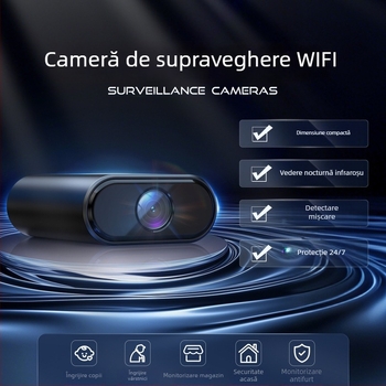 Cameră de supraveghere wireless pentru interior, monitorizare de la distanță prin aplicație mobilă, alimentare pe baterie, viziune nocturnă 1080p