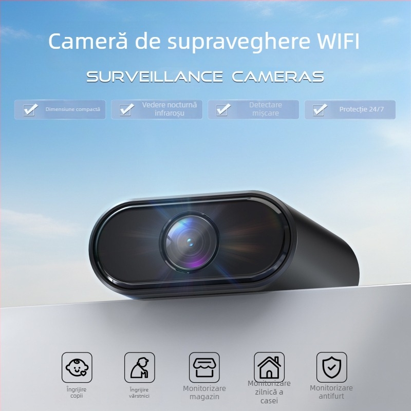 Cameră de supraveghere wireless pentru interior, monitorizare de la distanță prin aplicație mobilă, alimentare pe baterie, viziune nocturnă 1080p
