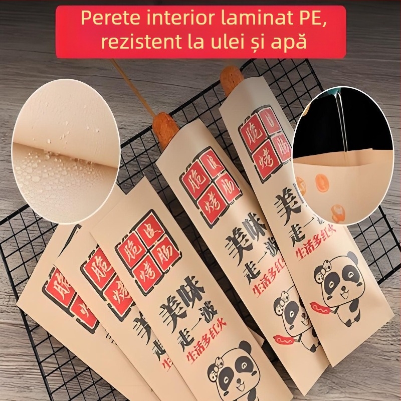 Genti de hârtie de unică folosință, rezistente la ulei și apă, pentru cârnați aurii crocanți la grătar, fructe de soc caramelizate și gustări pe bază de gluten – universale, eco-friendly, biodegradabile