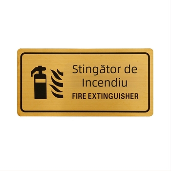 Indicator de incendiu pentru hidrant și stingător – plăcuță metalică cu acoperire titan