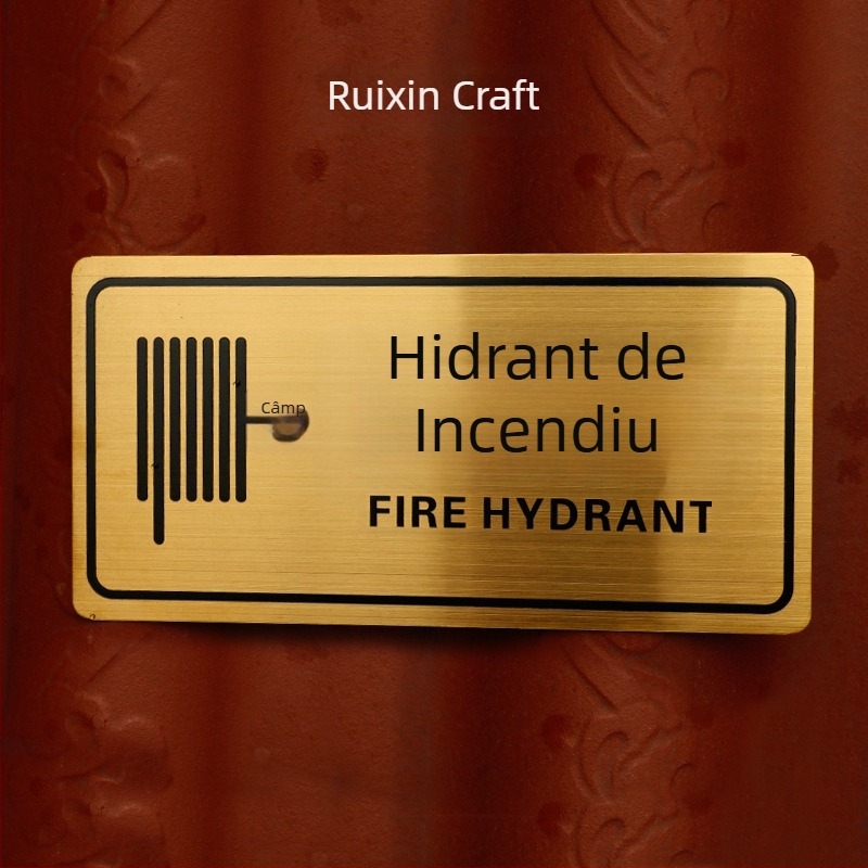 Indicator de incendiu pentru hidrant și stingător – plăcuță metalică cu acoperire titan