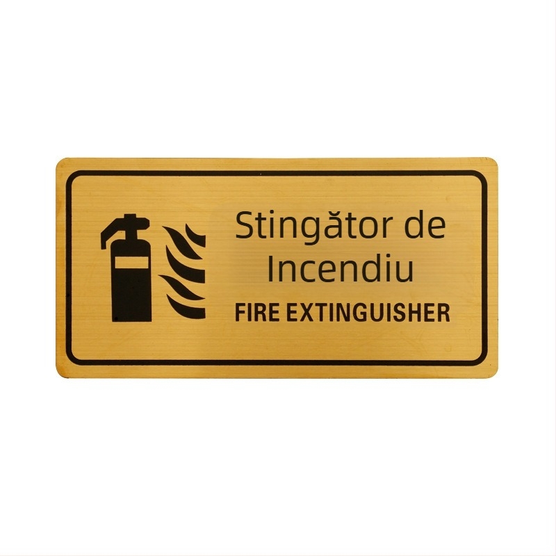 Indicator de incendiu pentru hidrant și stingător – plăcuță metalică cu acoperire titan