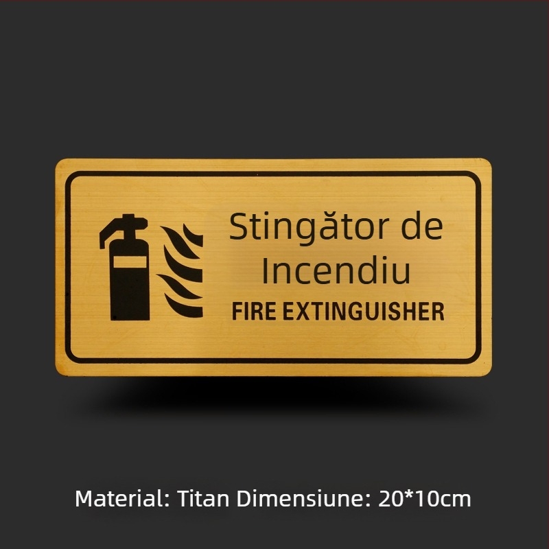 Indicator de incendiu pentru hidrant și stingător – plăcuță metalică cu acoperire titan