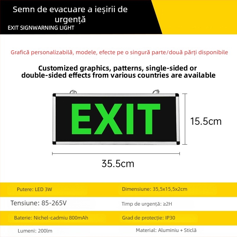 Indicator LED de ieșire și evacuare, iluminare de urgență pentru incendiu