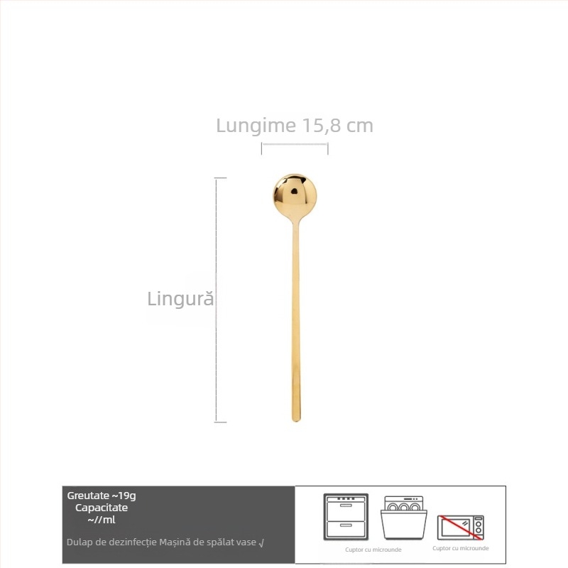 Stil coreean, lingură elegantă din oțel inoxidabil 304 – lingură pentru orez, cafea, desert creativ și supă, pentru uz casnic