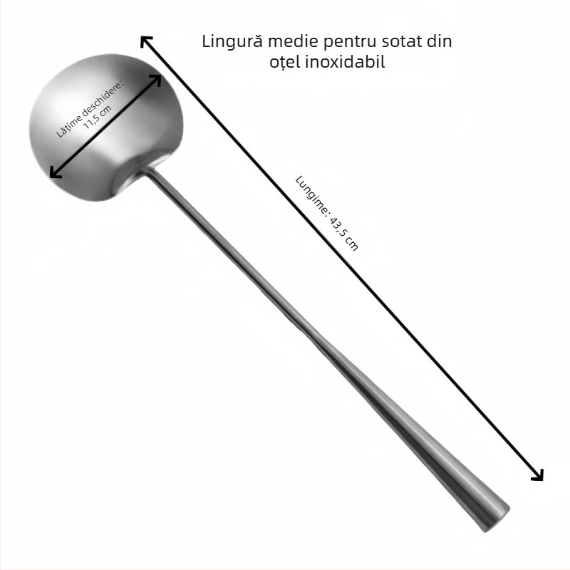 Lingură de prăjit din oțel inoxidabil, finisaj satinat, grosime densă, spatulă de bucătărie multi-funcțională