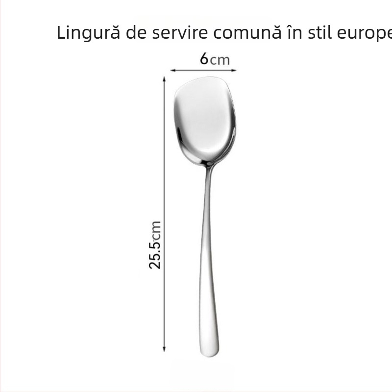 Lingură de servire din oțel inoxidabil 304 pentru hoteluri, restaurante și cantine; igienică și ușor de curățat.
