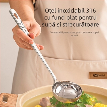 Lingură de supă cu mâner lung, de calitate alimentară, set de 6 bucăți, mare, din oțel inoxidabil