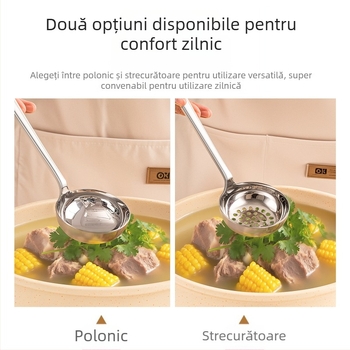 Lingură de supă cu mâner lung, de calitate alimentară, set de 6 bucăți, mare, din oțel inoxidabil