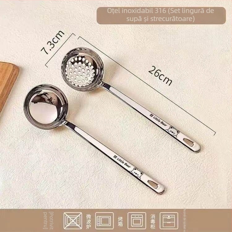 Lingură de supă cu mâner lung, de calitate alimentară, set de 6 bucăți, mare, din oțel inoxidabil
