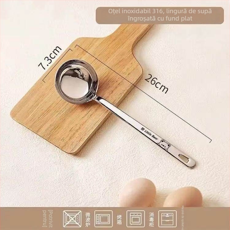 Lingură de supă cu mâner lung, de calitate alimentară, set de 6 bucăți, mare, din oțel inoxidabil