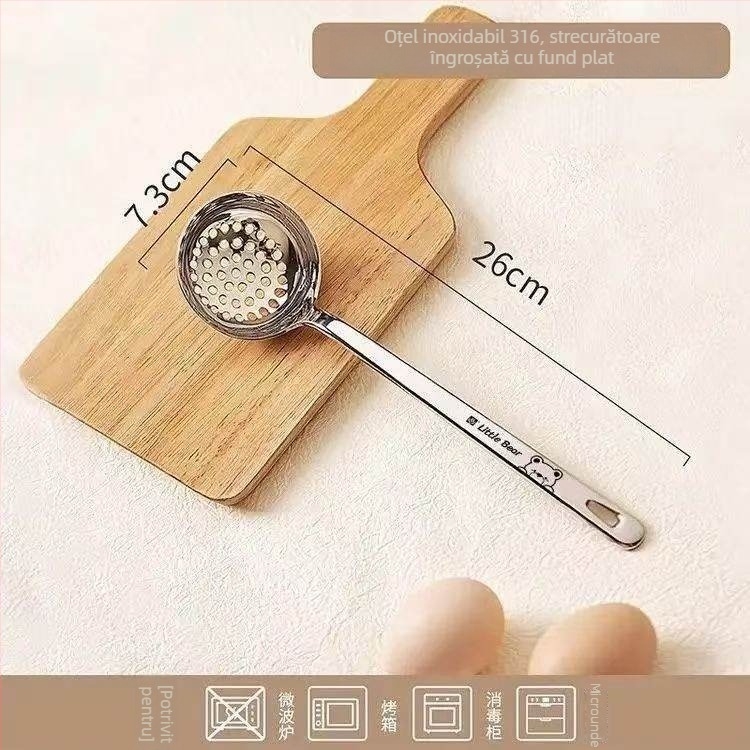 Lingură de supă cu mâner lung, de calitate alimentară, set de 6 bucăți, mare, din oțel inoxidabil
