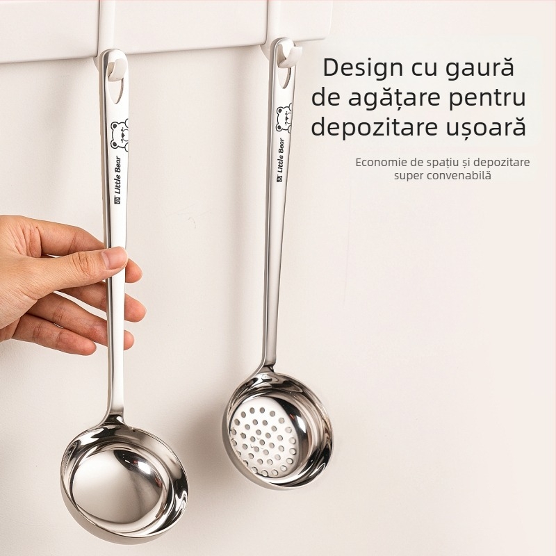 Lingură de supă cu mâner lung, de calitate alimentară, set de 6 bucăți, mare, din oțel inoxidabil