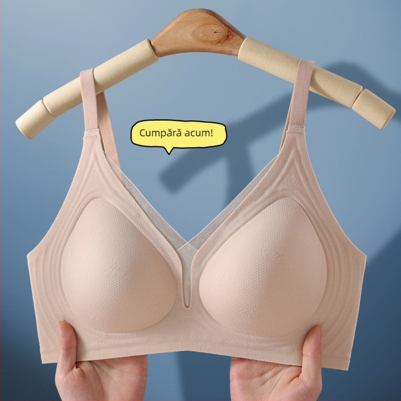 Sutien cupe modelate din latex, fără cusături, din plasă cu dantelă, decolteu în V, fără sârmă, respirabil, pentru sâni mici