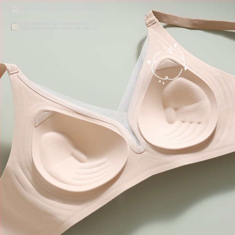 Sutien cupe modelate din latex, fără cusături, din plasă cu dantelă, decolteu în V, fără sârmă, respirabil, pentru sâni mici