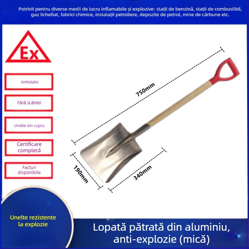 Lopată din cupru, rezistentă la explozii, cu aliaj de cupru anti-static, pentru stații de carburanți și uzine chimice