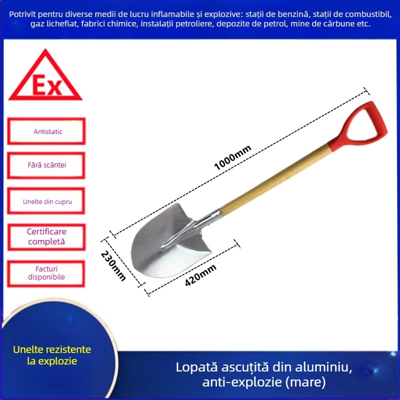 Lopată din cupru, rezistentă la explozii, cu aliaj de cupru anti-static, pentru stații de carburanți și uzine chimice