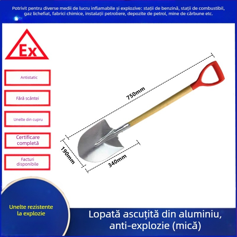 Lopată din cupru, rezistentă la explozii, cu aliaj de cupru anti-static, pentru stații de carburanți și uzine chimice