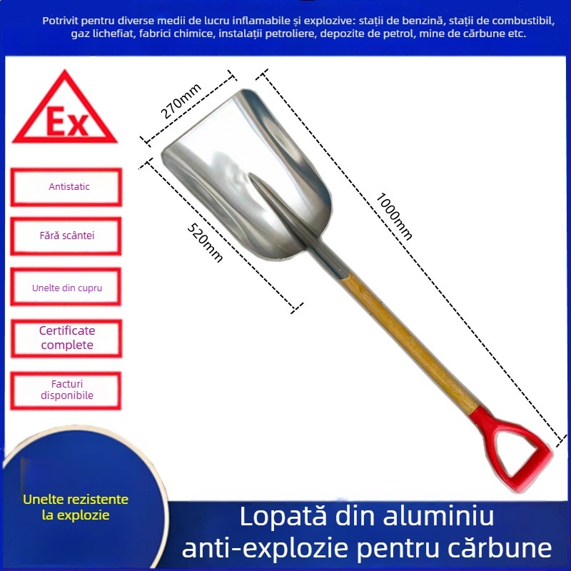 Lopată din cupru, rezistentă la explozii, cu aliaj de cupru anti-static, pentru stații de carburanți și uzine chimice