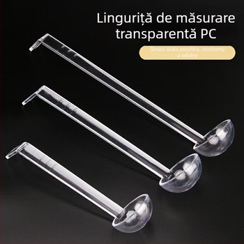 Lingură de gem din PC acrilic transparentă cu mâner lung și cârlig, lingură măsurătoare pentru ingrediente și lingură cu perle pentru ceai cu lapte