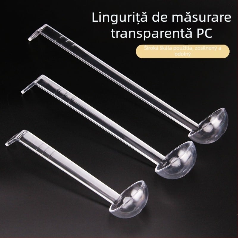 Lingură de gem din PC acrilic transparentă cu mâner lung și cârlig, lingură măsurătoare pentru ingrediente și lingură cu perle pentru ceai cu lapte