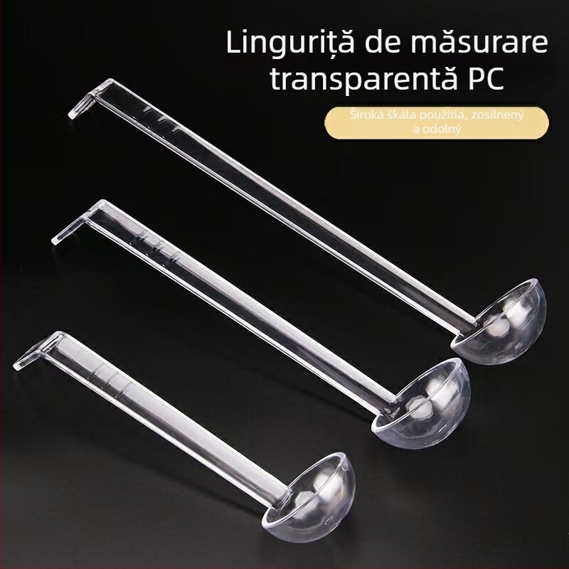 Lingură de gem din PC acrilic transparentă cu mâner lung și cârlig, lingură măsurătoare pentru ingrediente și lingură cu perle pentru ceai cu lapte