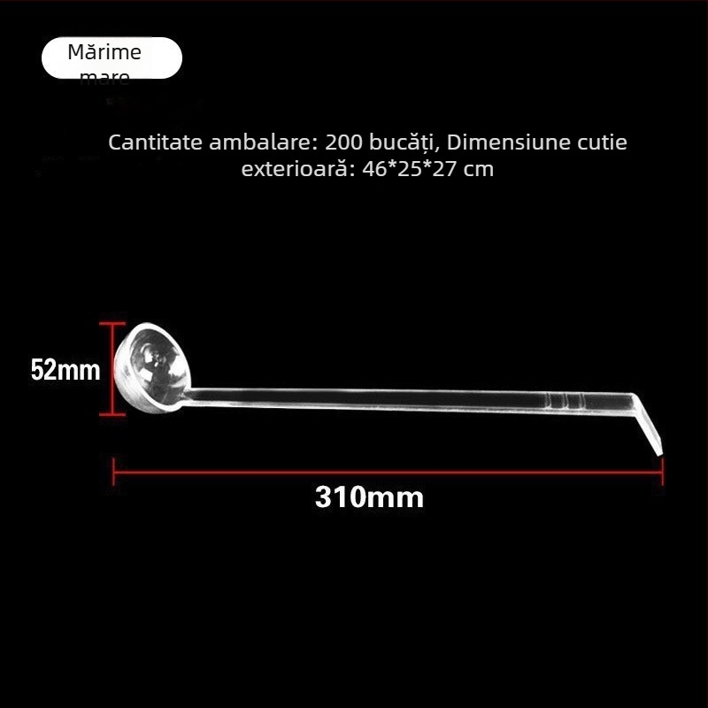 Lingură de gem din PC acrilic transparentă cu mâner lung și cârlig, lingură măsurătoare pentru ingrediente și lingură cu perle pentru ceai cu lapte