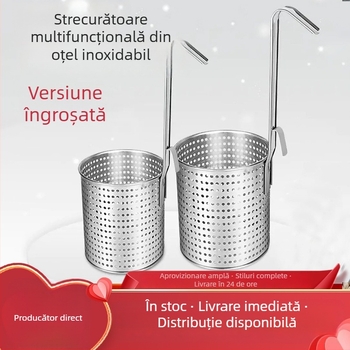 Colander din oțel inoxidabil gros pentru fiert paste, cu coș de strecurare încorporat