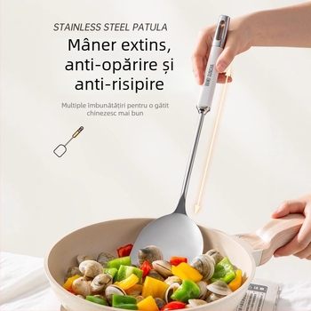 Set de ustensile de bucătărie din oțel inoxidabil 316L: spatulă de gătit, strecurător, lingură de supă și lingură de prăjit